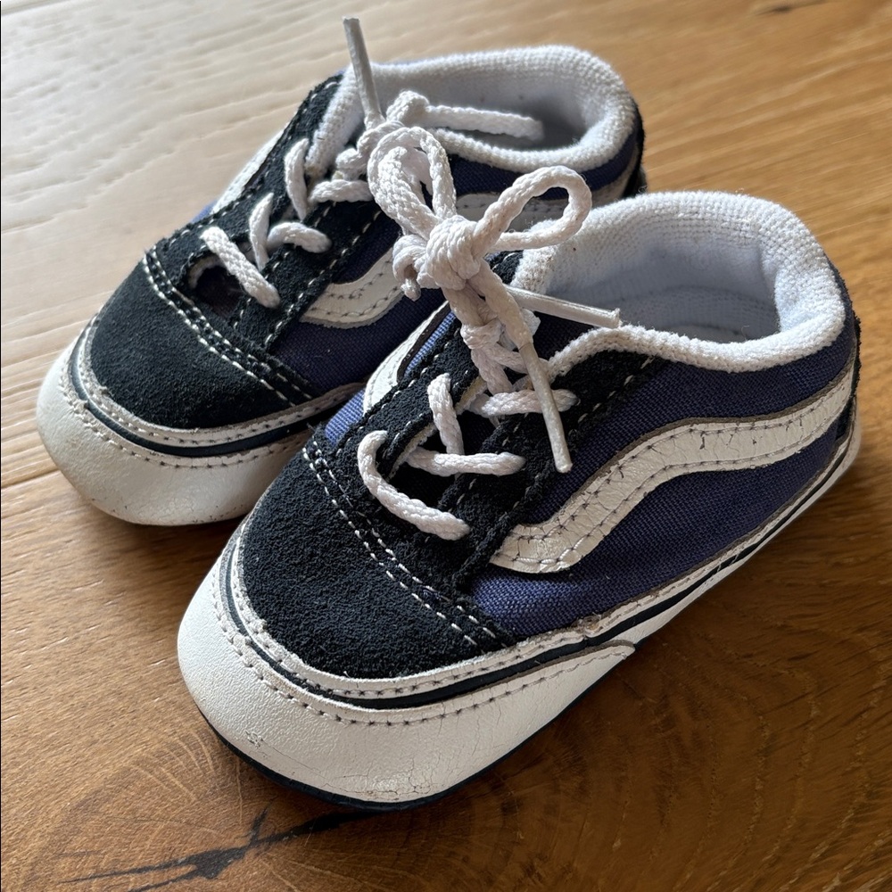 Vans Kids Navy, Black and White Skate Shoes